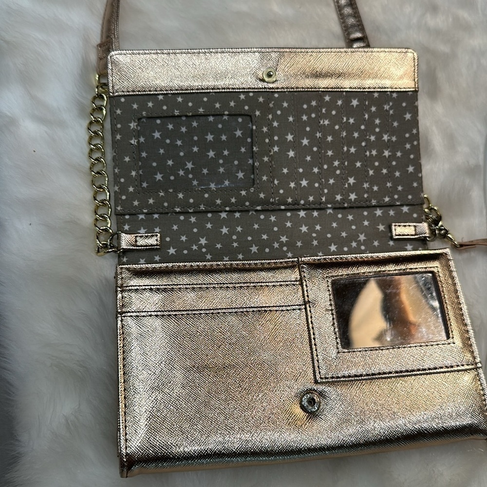Luv Betsey crossbody wallet purse rose gold w/ gold accents and star purse charm - Picture 6 of 15
